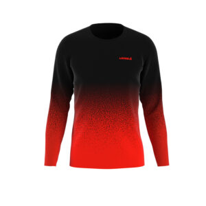 CAMISETA MANGA LONGA- DEGRADE PRETO/VERMELHO